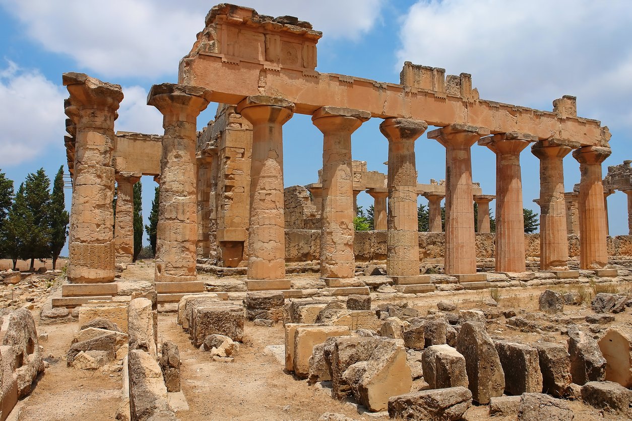 Apollonia Libya ancient coastal ruins beside the Mediterranean