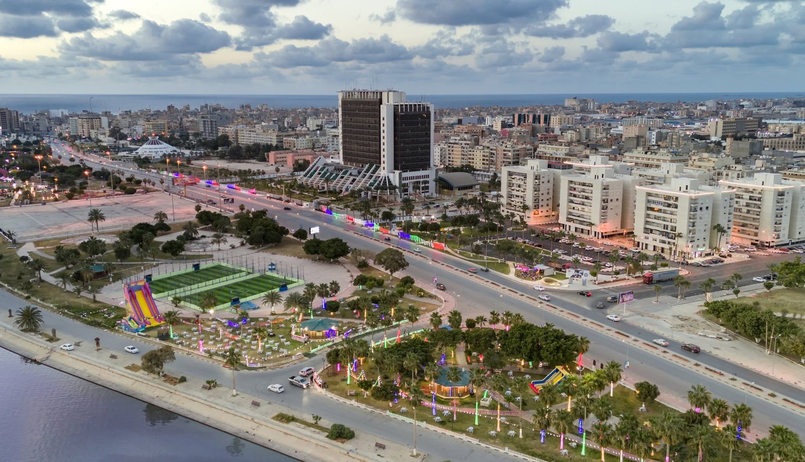Benghazi Libya city view in front of Tibesti Hotel