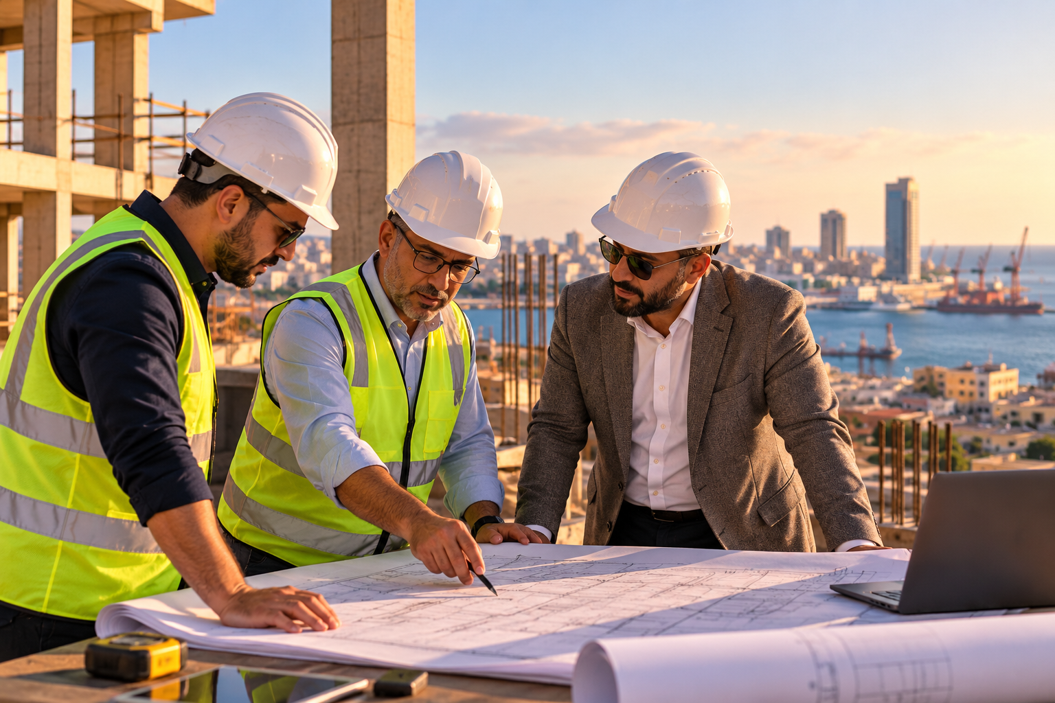 Doing Business in Libya engineers reviewing a construction project