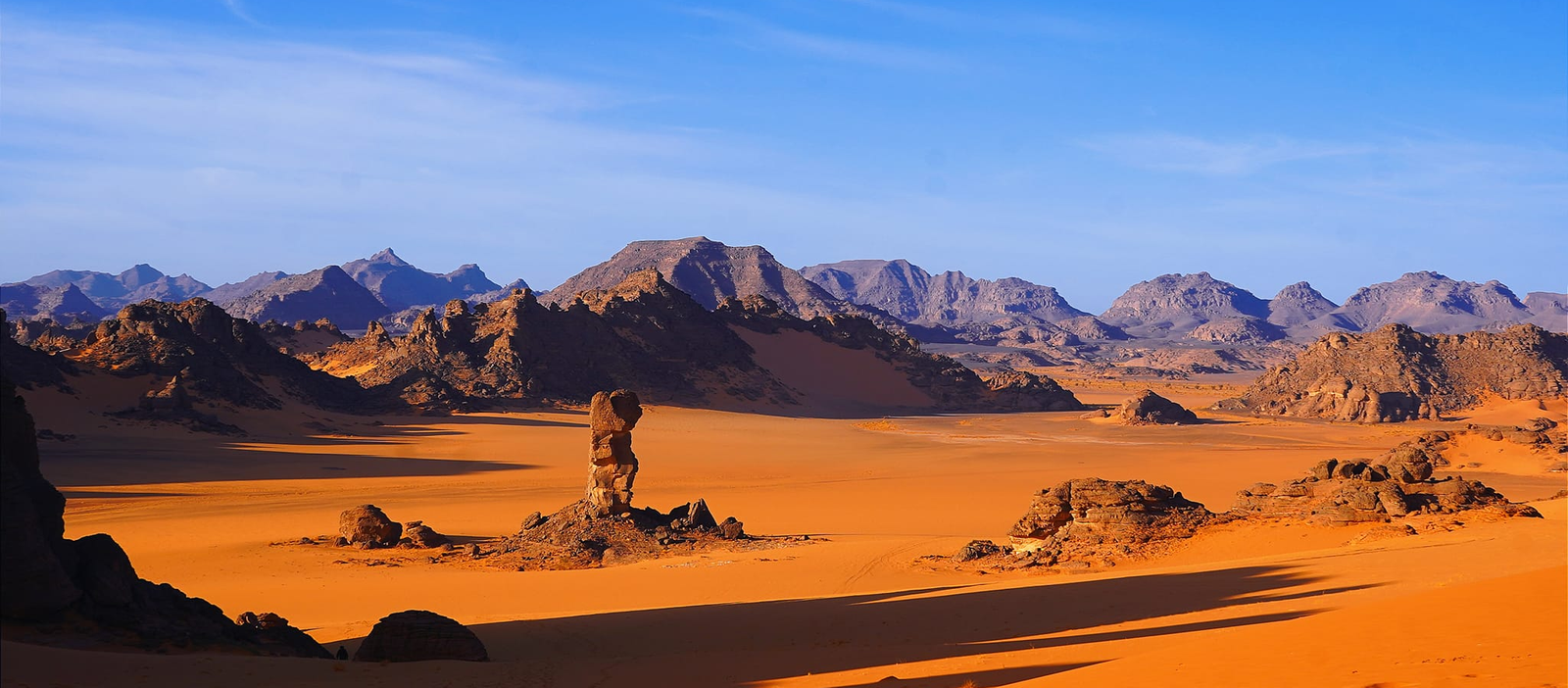 Tadrart Acacus sandstone mountains and Sahara landscape in Libya